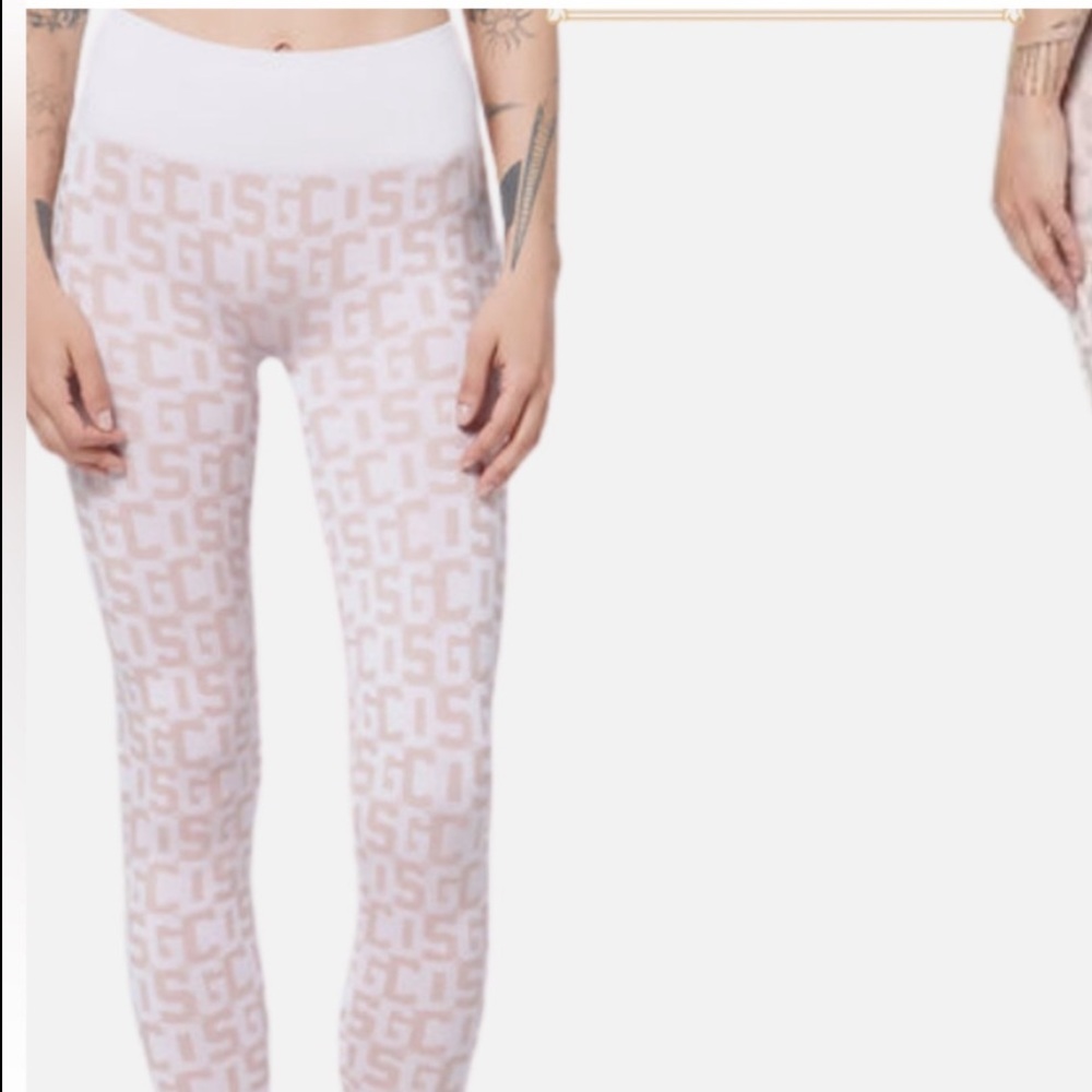 Elegant White Patterned Women's Leggings